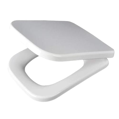 Rectangular Soft Closing Toilet Seat Cover Plastic Hydraulic (Size 44.5 cm X 34.3 cm | Color-White | Material-Plastic)