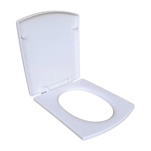 Rectangular Shaped Design Hydraulic Soft Closing PP Toilet Seat Cover Hinge Size adjustment sideways front back fit all brand Commode Close White Color