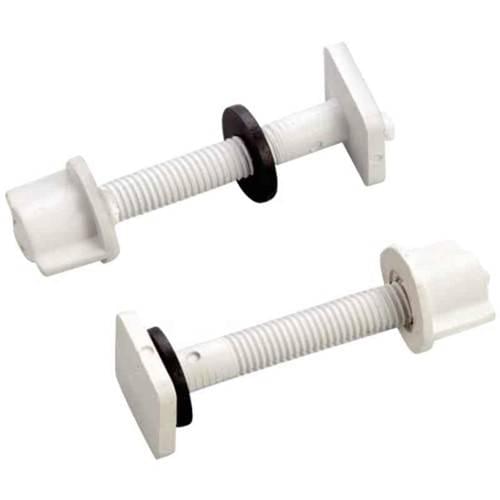 Western Plastic Toilet Seat Cover Hinges Type Square Long Clamp with Screws, Nuts & Washers | White Colour (Size 100mm x 35mm)
